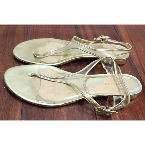 Bernardo Women’s Parker Gold Leather Thong Sandals Flat Strappy Minimalist 9.5 M - Picture 7 of 13